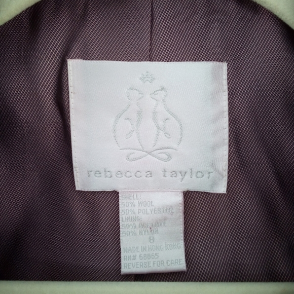 Rebecca Taylor Wool Blend Swiss Dot Gray Pink Blazer Jacket 8 Hong Kong Pockets - Picture 2 of 12